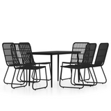 vidaXL 7 Piece Patio Dining Set Black - Outdoor Garden