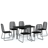 vidaXL 7 Piece Patio Dining Set Black - Outdoor Garden