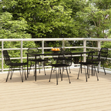 vidaXL 7 Piece Patio Dining Set Black Poly Rattan - Durable