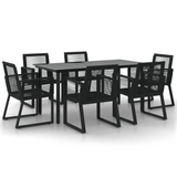 vidaXL 7 Piece Patio Dining Set Black PVC Rattan - Outdoor