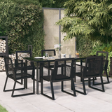 vidaXL 7 Piece Patio Dining Set Black PVC Rattan - Outdoor