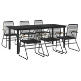 vidaXL 7 Piece Patio Dining Set Black PVC Rattan - Outdoor