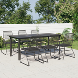 vidaXL 7 Piece Patio Dining Set Black PVC Rattan - Outdoor