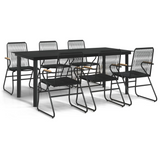 vidaXL 7 Piece Patio Dining Set Black PVC Rattan - Outdoor