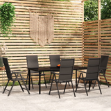 vidaXL 7 Piece Patio Dining Set Black - Sturdy and Stylish