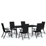 vidaXL 7 Piece Patio Dining Set Black - Sturdy and Stylish