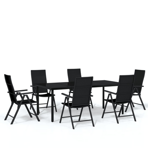 vidaXL 7 Piece Patio Dining Set Black - Sturdy and Stylish