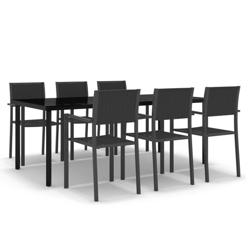 vidaXL 7 Piece Patio Dining Set Black - Sturdy Steel Frame