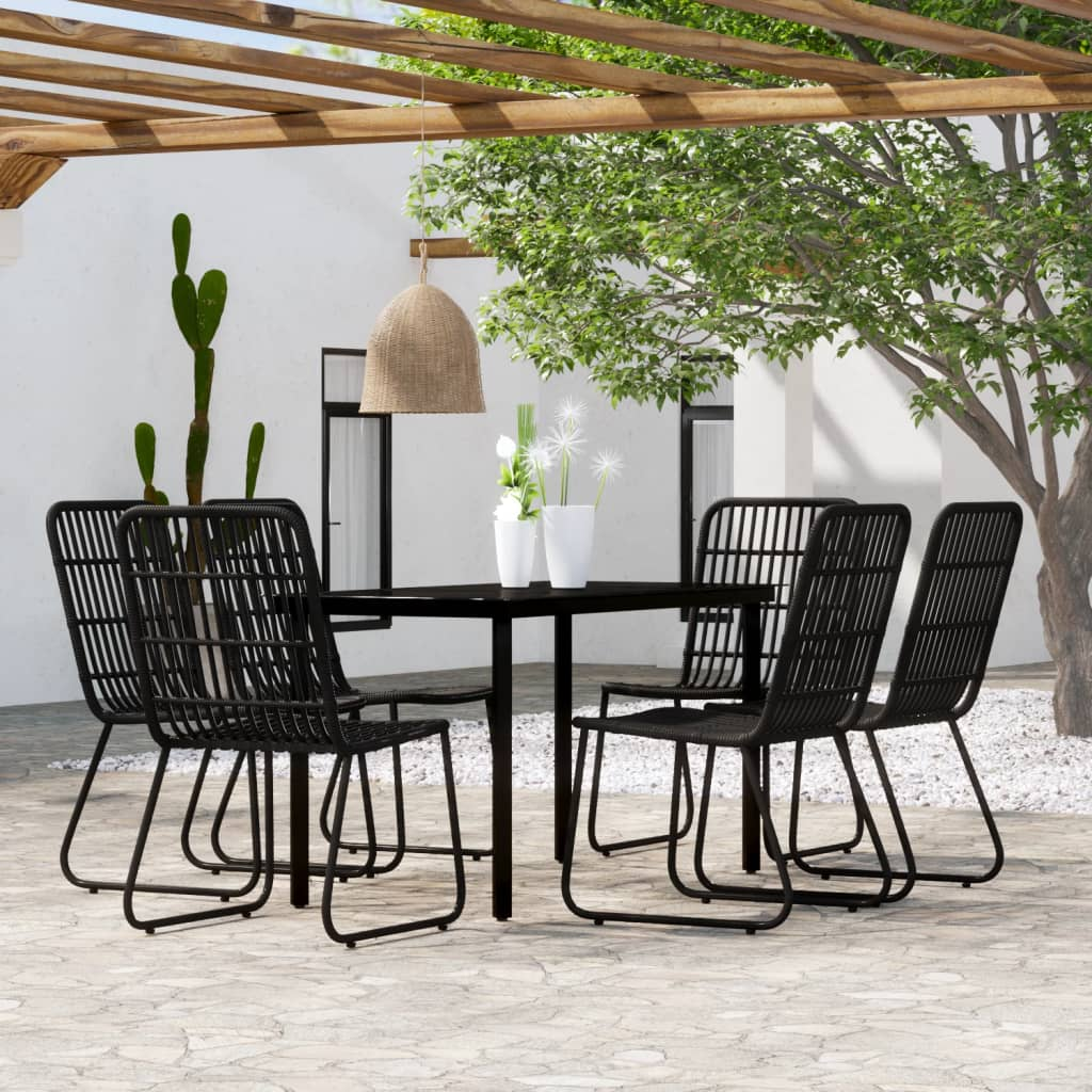 vidaXL 7 Piece Patio Dining Set Black - Stylish