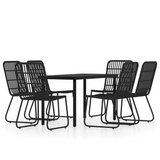 vidaXL 7 Piece Patio Dining Set Black - Stylish