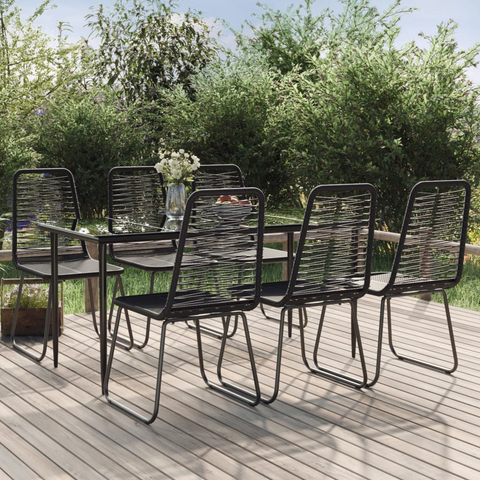 vidaXL 7 Piece Patio Dining Set Black - Weather-resistant