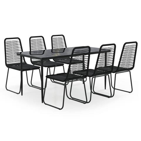 vidaXL 7 Piece Patio Dining Set Black - Weather-resistant