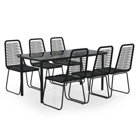 vidaXL 7 Piece Patio Dining Set Black - Weather-Resistant