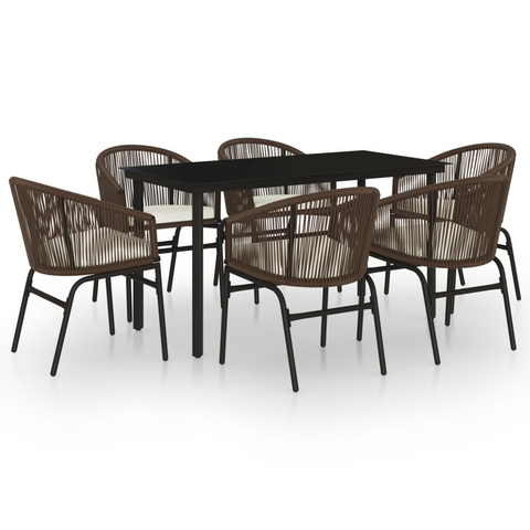 vidaXL 7 Piece Patio Dining Set Brown - Outdoor Garden