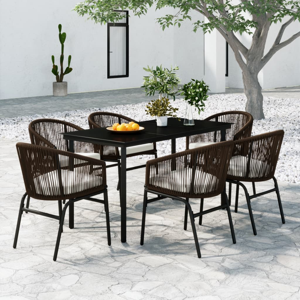 vidaXL 7 Piece Patio Dining Set Brown - Outdoor Garden