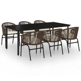 vidaXL 7 Piece Patio Dining Set Brown - Outdoor Garden