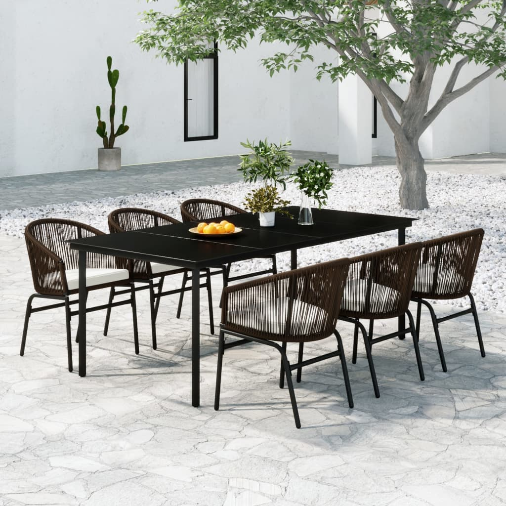 vidaXL 7 Piece Patio Dining Set Brown - Outdoor Garden