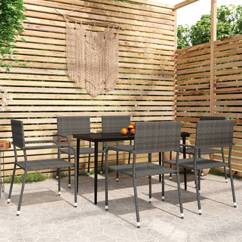 vidaXL 7 Piece Patio Dining Set Gray - Outdoor Furniture