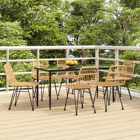 vidaXL 7 Piece Patio Dining Set Poly Rattan - Durable