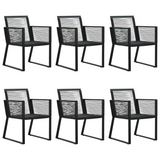 vidaXL 7 Piece Patio Dining Set PVC Rattan Black - Black