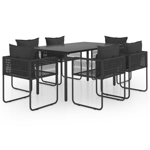 vidaXL 7 Piece Patio Dining Set PVC Rattan Black - Outdoor