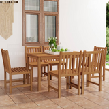 vidaXL 7 Piece Patio Dining Set Solid Teak Wood - Durable