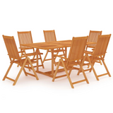 vidaXL 7 Piece Patio Dining Set - Solid Teak Wood | Outdoor