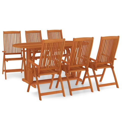 vidaXL 7 Piece Patio Dining Set Solid Wood Eucalyptus