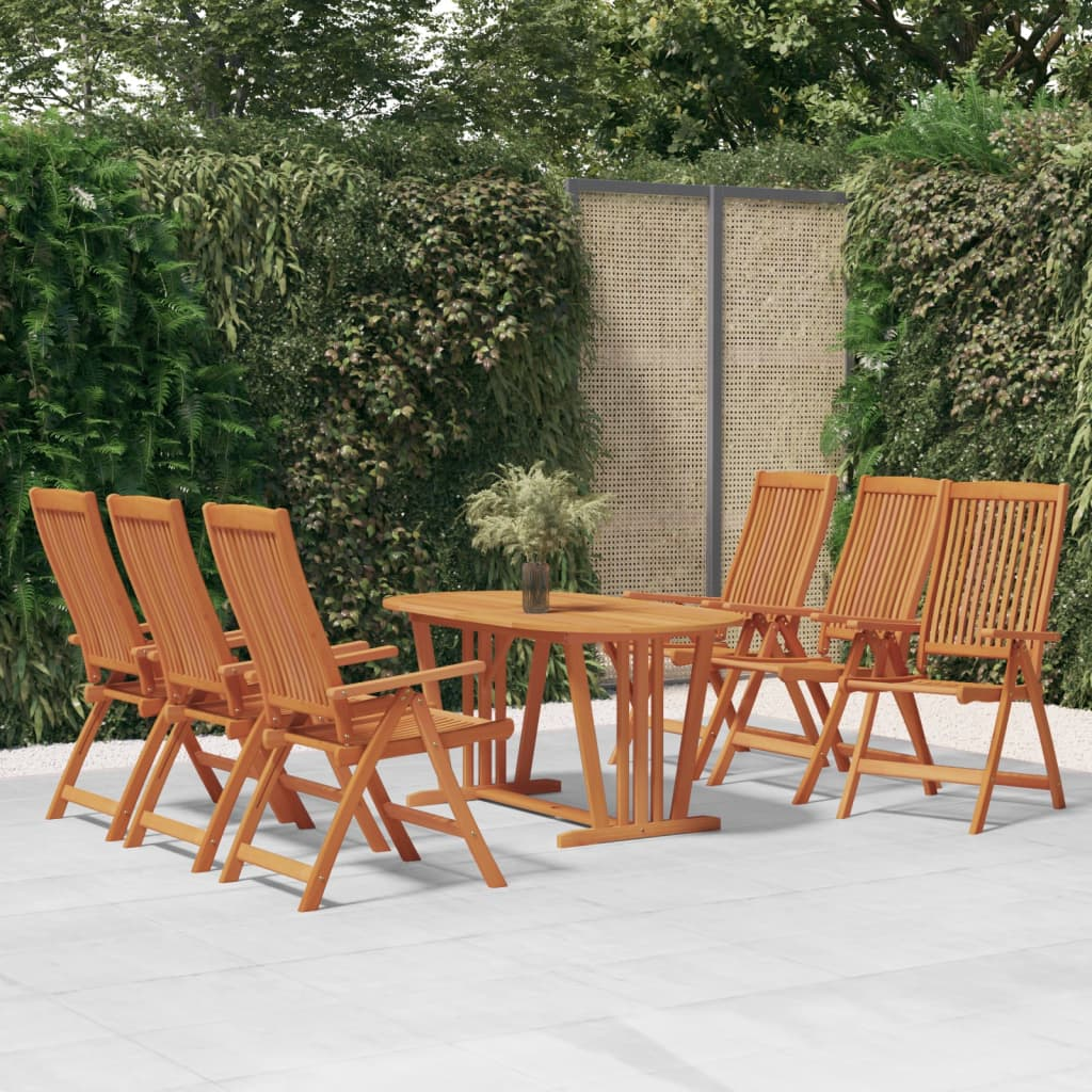 vidaXL 7 Piece Patio Dining Set Solid Wood Eucalyptus