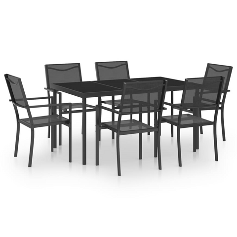 vidaXL 7 Piece Patio Dining Set Steel - Outdoor Dining