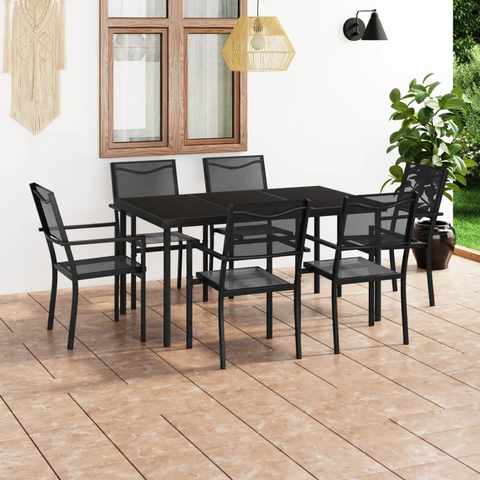 vidaXL 7 Piece Patio Dining Set Steel - Outdoor Dining