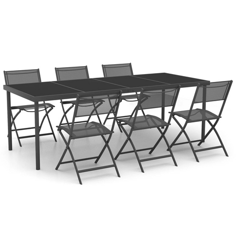 vidaXL 7 Piece Patio Dining Set Steel - Outdoor Furniture