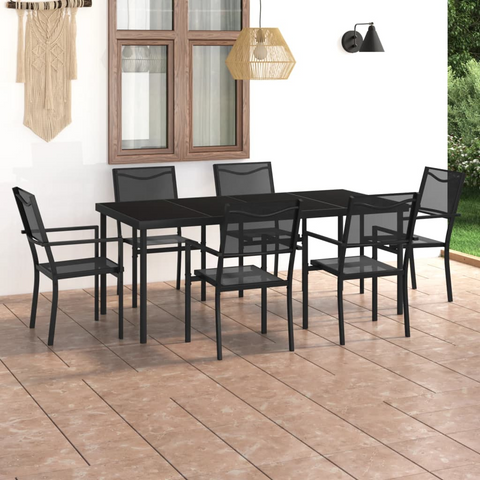 vidaXL 7 Piece Patio Dining Set Steel - Stylish and Durable