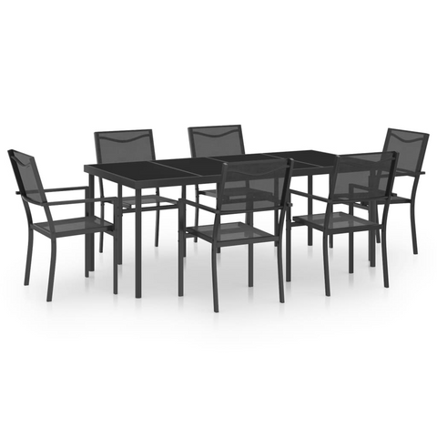 vidaXL 7 Piece Patio Dining Set Steel - Stylish and Durable