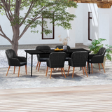 vidaXL 7 Piece Patio Dining Set with Cushions Black