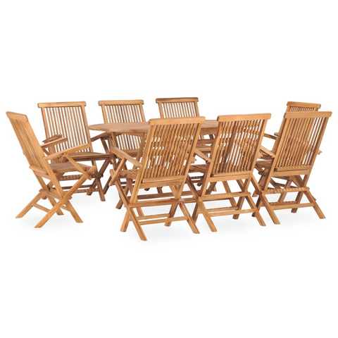 vidaXL 9 Piece Folding Patio Dining Set Solid Teak Wood