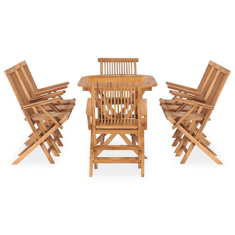 vidaXL 9 Piece Folding Patio Dining Set Solid Teak Wood