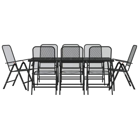 vidaXL 9 Piece Patio Dining Set Anthracite Metal Mesh