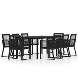 vidaXL 9 Piece Patio Dining Set Black - Black