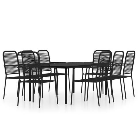 vidaXL 9 Piece Patio Dining Set Black - Elegant Design