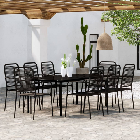 vidaXL 9 Piece Patio Dining Set Black - Elegant Design