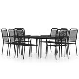 vidaXL 9 Piece Patio Dining Set Black - Elegant Design