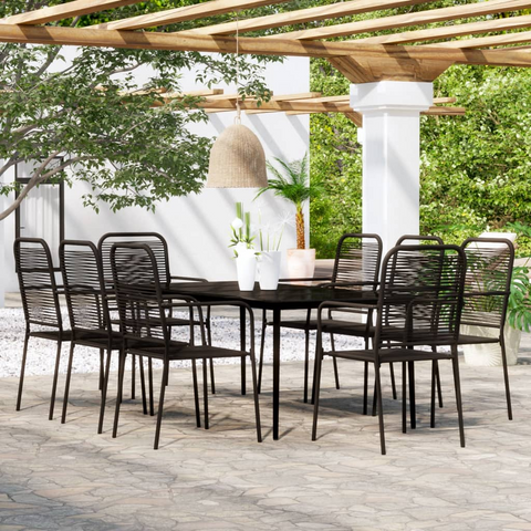 vidaXL 9 Piece Patio Dining Set Black - Elegant Design