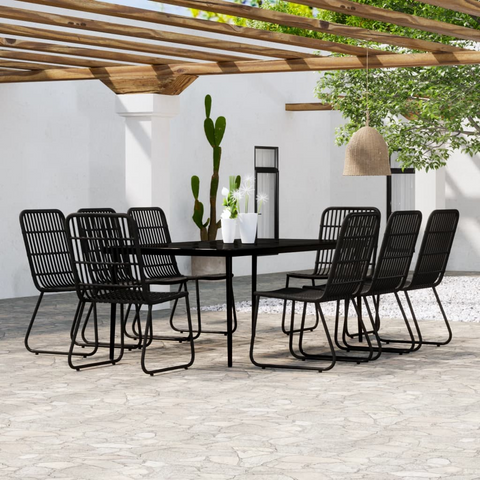 vidaXL 9 Piece Patio Dining Set Black - Elegant Outdoor