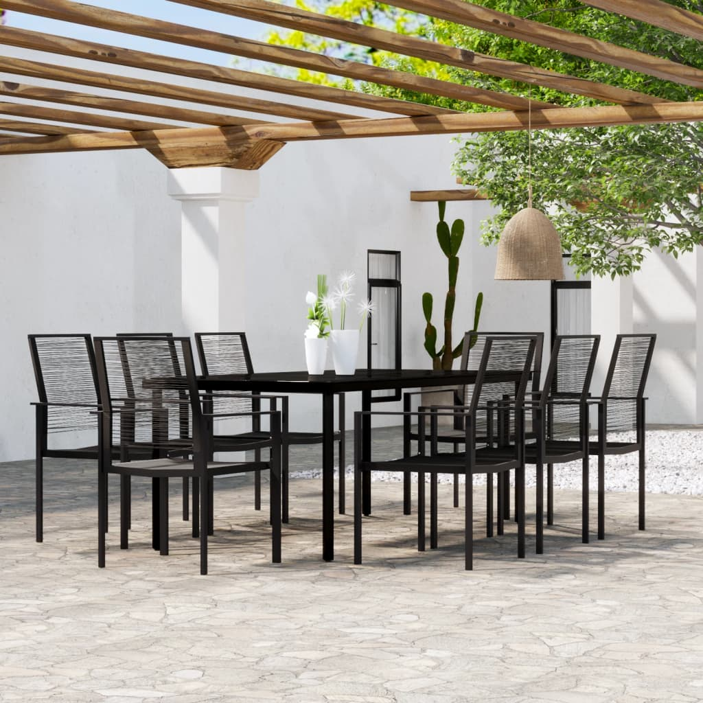 vidaXL 9 Piece Patio Dining Set Black | Outdoor Dining