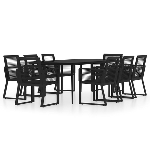 vidaXL 9 Piece Patio Dining Set Black - Outdoor Furniture