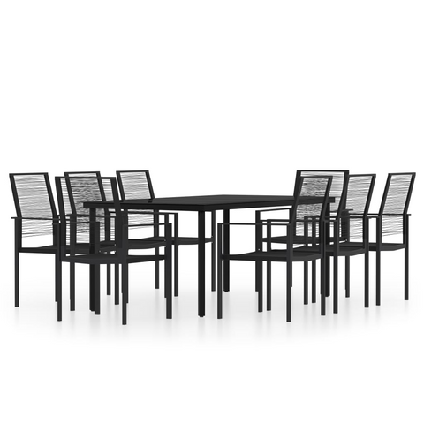 vidaXL 9 Piece Patio Dining Set Black | Outdoor Dining