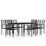 vidaXL 9 Piece Patio Dining Set Black - Outdoor Furniture