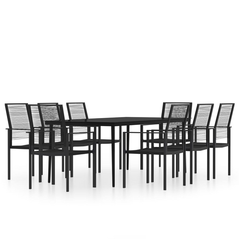 vidaXL 9 Piece Patio Dining Set Black - Outdoor Furniture