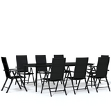 vidaXL 9 Piece Patio Dining Set Black - Outdoor Furniture